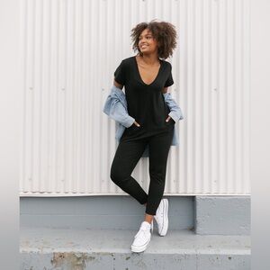 Smash + Tess Sunday Romper in Midnight Black, Size XXS, Short Sleeved, Pockets!